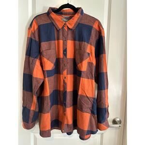 NWT Natural Reflections Women’s Orange Blue Flannel Button Down Shirt Sz. 2X